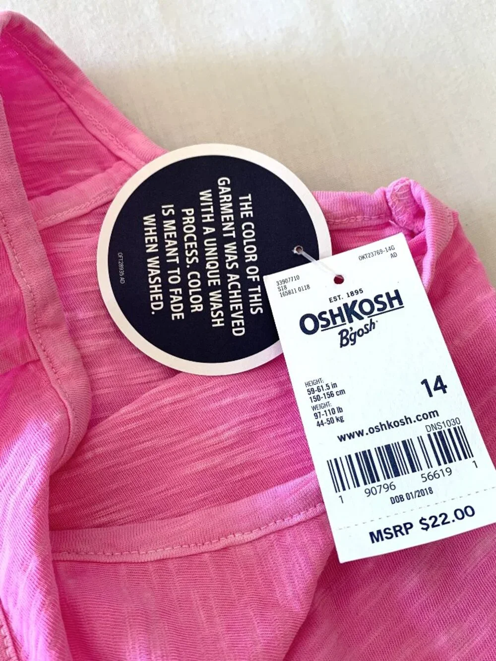 Brand New Oshkosh Girls Set Unicorn Pink Sleeveless Top Full Leggings Size 14